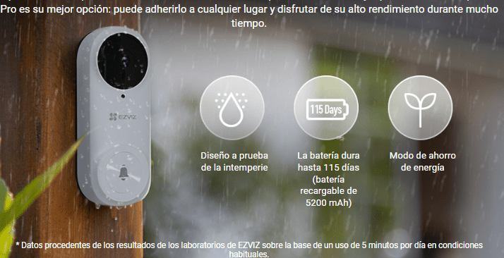 Kit Video Portero 2K Exterior Con Bateria IA IR5M CS-DB2 (3MP) Ezviz4