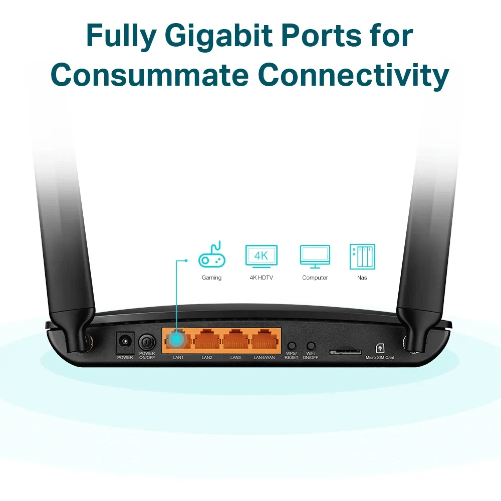 TP-Link Router 4G LTE Archer MR600 WiFi Tp-Link AC1200 Doble banda 1 puerto WAN/LAN 1 Slot Micro SIM4
