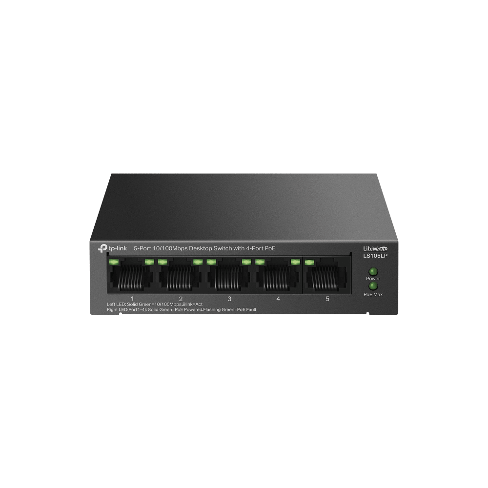 TP-Link Switch POE LS105LP. 5-Port 10/100Mbps con 4 PoE1