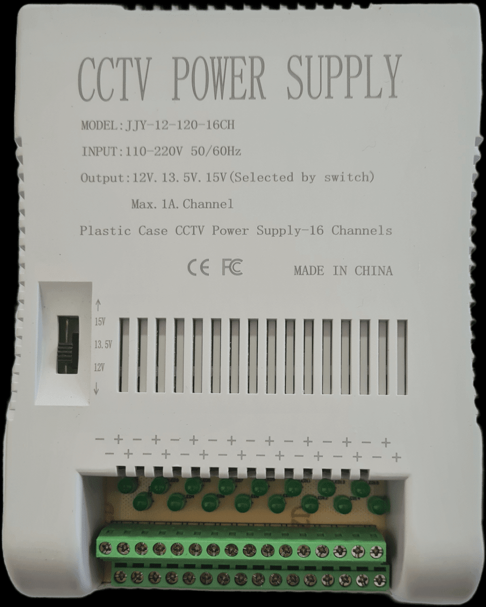 IAI-PC15V16CH PODER CAJA 12V 13.5V 15V 16CH INTERIOR 190*130*40MM MAX 1A/CH (CON CABLE DE PODER) JJY1