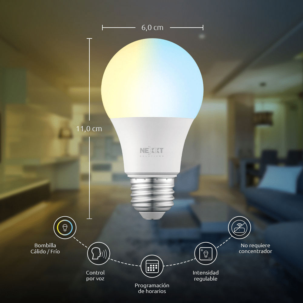 Bombilla LED inteligente Wi-Fi 220V - A19 - NHB-W1202
