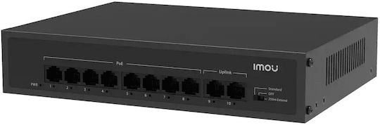 IMOU SWITCH POE SF110P 8x10/100M PoE, 2x 10/100M Up, 65W, 1,6 Gbps, Metal,Hasta 250m1