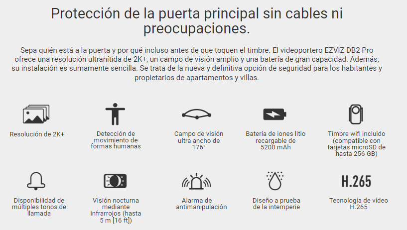 Kit Video Portero 2K Exterior Con Bateria IA IR5M CS-DB2 (3MP) Ezviz2