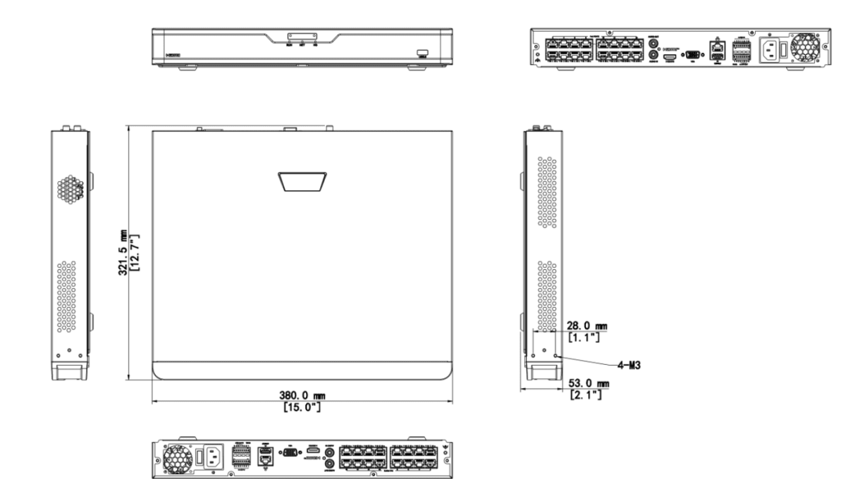 UNV NVR POE NVR302-16B-P16-IQ 160Mbps 16POE 2 SATA interface Smart reconocimiento facial 1U2