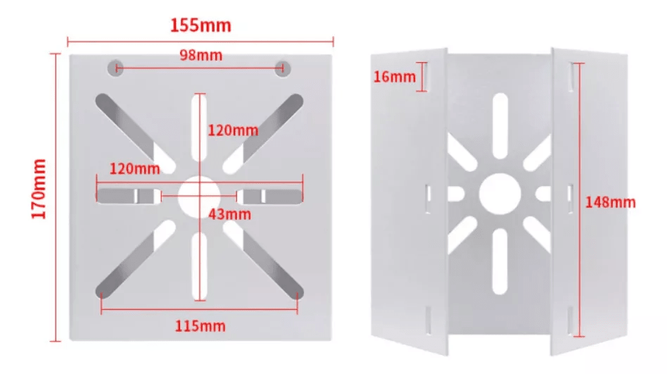 Soporte De Montaje Ptz 171x154x54mm Max 15kg Con 2 Abrazadera2