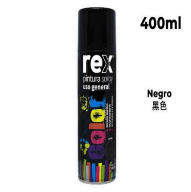REX PINTURA SPRAY GENERAL,NEGRO BRILLANTE,400 MLX 61