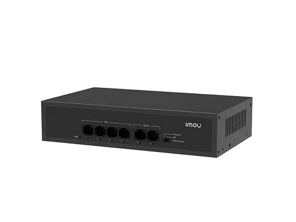 IMOU SWITCH POE SF106P 4x10/100M PoE, 2x 10/100M Up, 45W, 1,2 Gbps, Metal,Hasta 250m1
