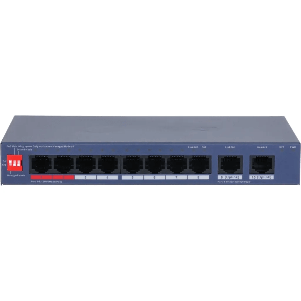 DAHUA SWITCH POE CLOUD DH-CS4010-8ET2GT-110  8 Poe 110W 100Mbps 2 Gbps Uplink Desktop1