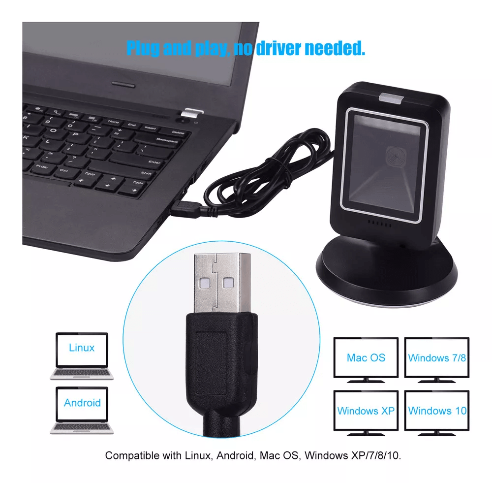 LECTOR de codigo MP6300Y 1D 2D Con base,modelo manual con Cable USB4
