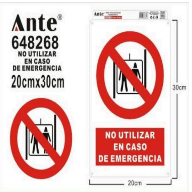 SENALETICA NO UTILIZAR EN CASO DE EMERGENCIA 20x30cm1