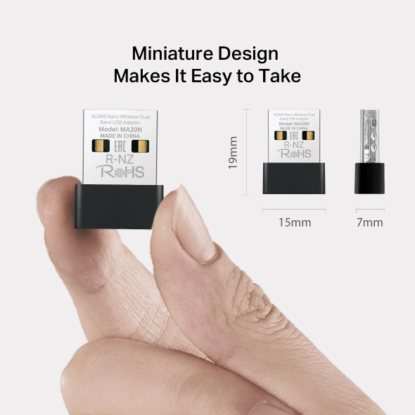Mercusys Adaptador WIFI USB MA20N doble banda AC650 Nano2
