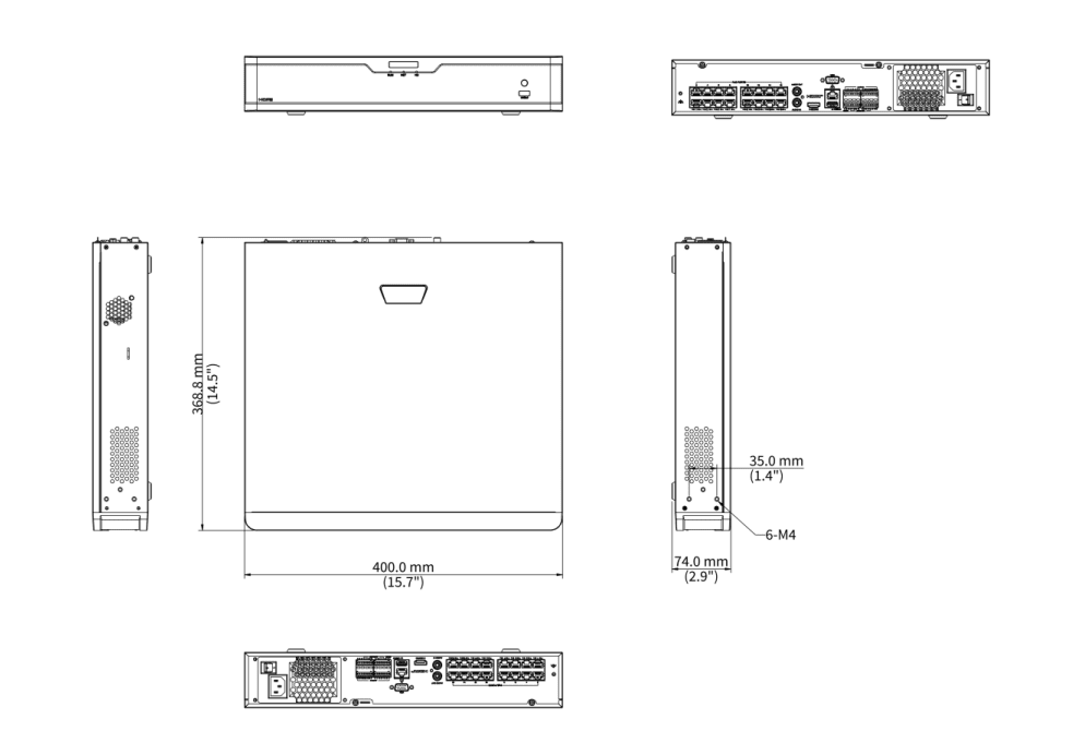 UNV NVR POE NVR304-32B-P16-IQ 160Mbps 32ch 16POE 4 SATA Smart reconocimiento facial 1.5U2