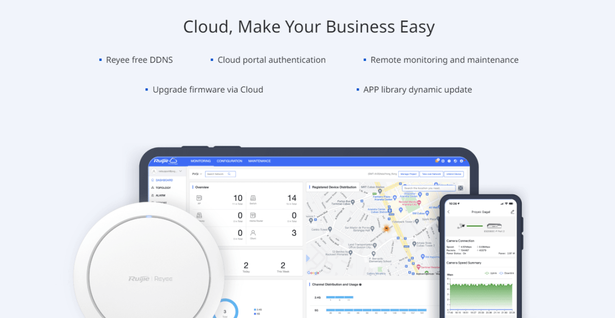 Ruijie RG-RAP2266 AP Gigabit techo para interiores AX3000 Wi-Fi 6 de banda dual, 1 GE, roaming 2 y 35