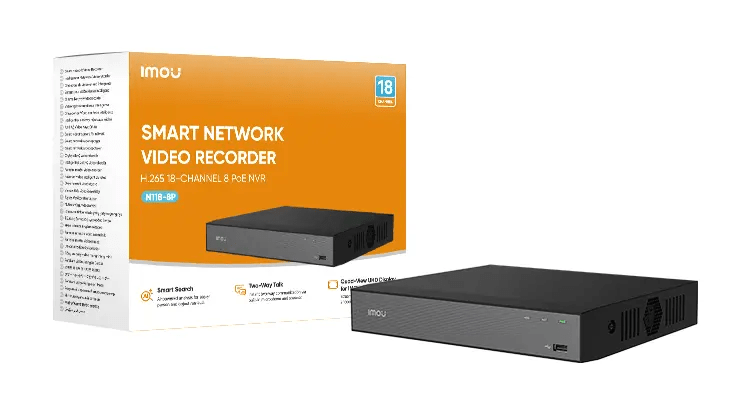 IMOU NVR POE NVR-N118-8P-8A0E H.265 18-Channel 8 POE 1 SATA hasta 16 TB Con MIC Parlante APP2