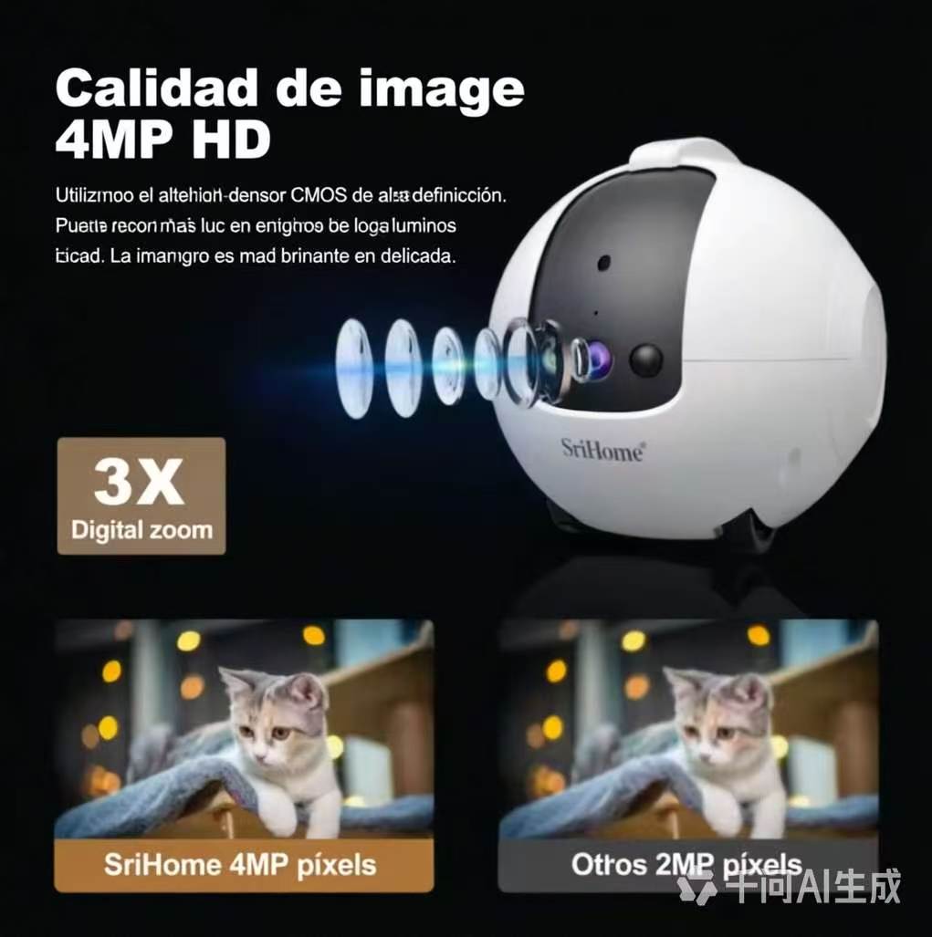 SriHome DH013 Robot Inteligente Interactiva Mascotas Wi-Fi 4 MP Batería 10,000 mAh5