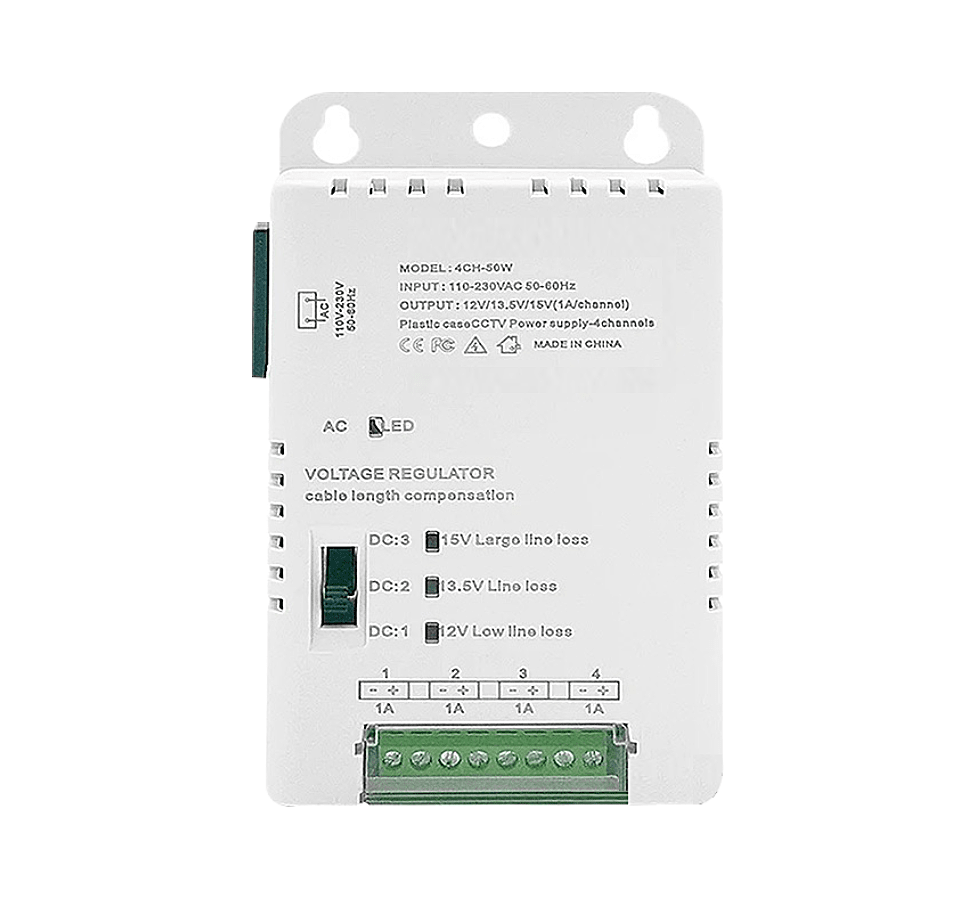 IAI-PC15V4CH PODER CAJA 12V 13.5V 15V 4CH INTERIOR MAX 1A/CH (CON CABLE DE PODER) JJY1