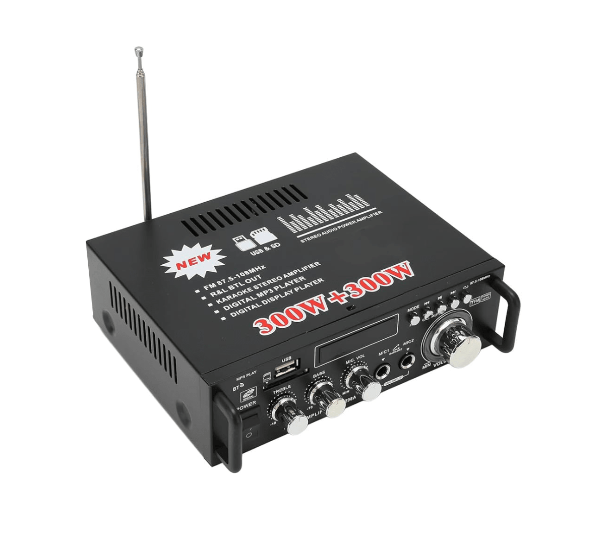 BT-298A Amplificador de potencia de audio BT+FM+AV+MP3 30W+30w1