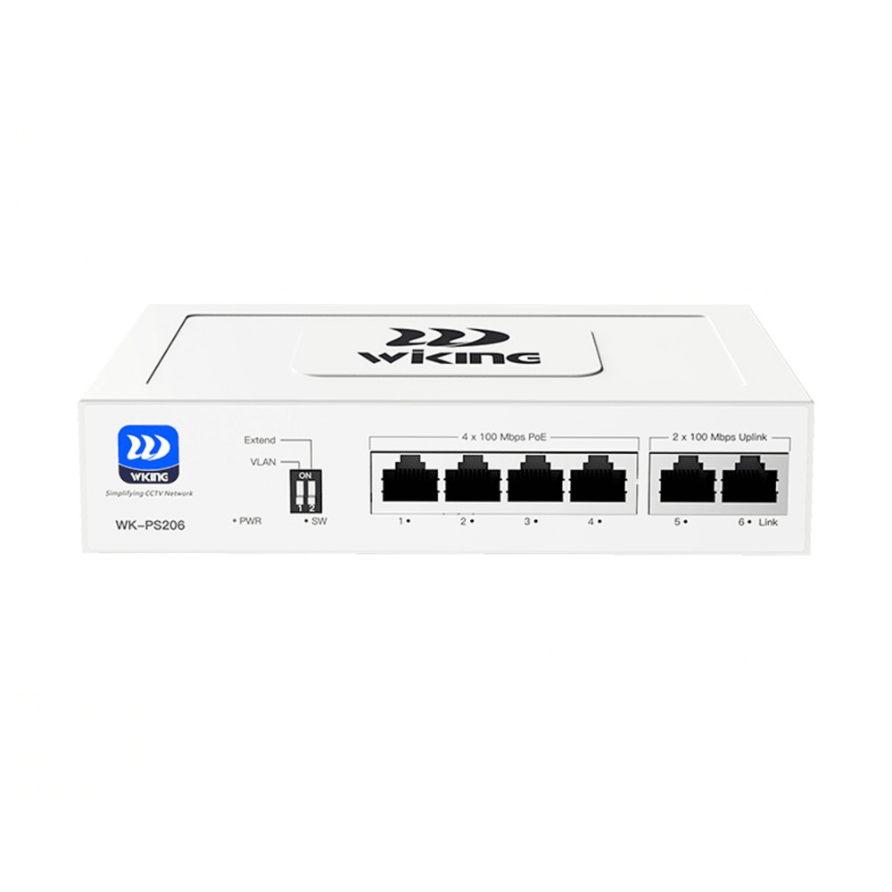 WITEK SWITCH POE 4FE PoE+ 55W Extend + 2FE No Administrable WK-PS206 V21