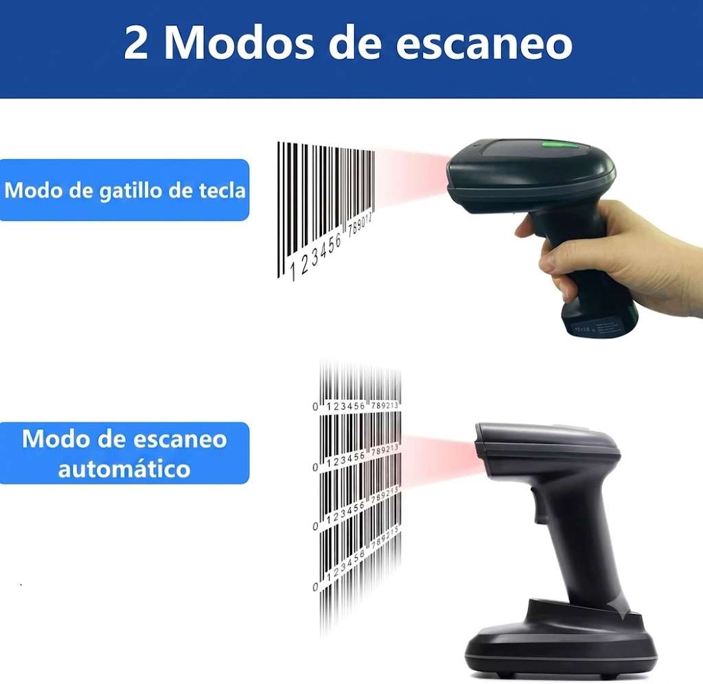 Pistola de codigo BWHS-23 Plus USB+2.4Ghz+BT QR 2D Inalámbrico con BASE PDF4174