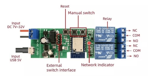 Modulo Rele Inalambrico Wifi Tuya 2ch 7v-32v App3