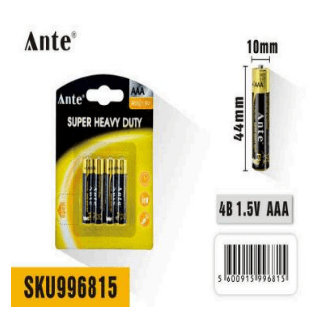 PILAS ZINC-CARBONO SUPER HEAVY DUTY AAA 1.5V 4 UDS R031
