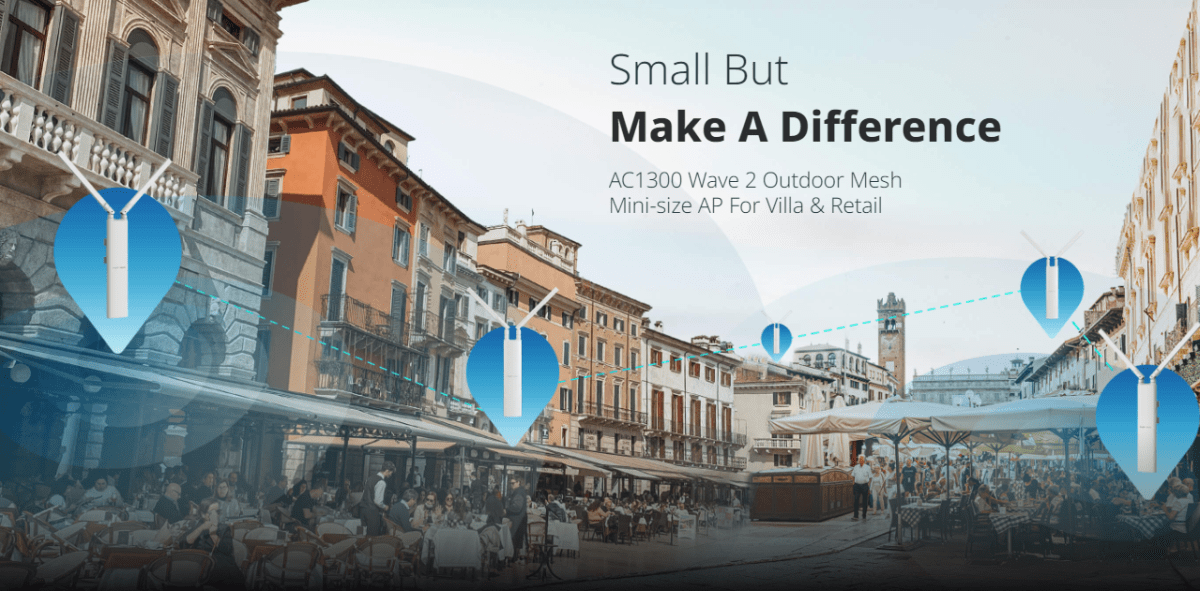 Ruijie RG-RAP52-OD AP de banda dual AC1300, IP65, 867 Mbps a 5 GHz + 400 Mbps a 2,4 GHz, 1 GE3