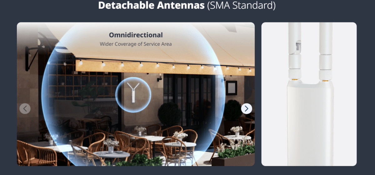 Ruijie RG-RAP52-OD AP de banda dual AC1300, IP65, 867 Mbps a 5 GHz + 400 Mbps a 2,4 GHz, 1 GE6