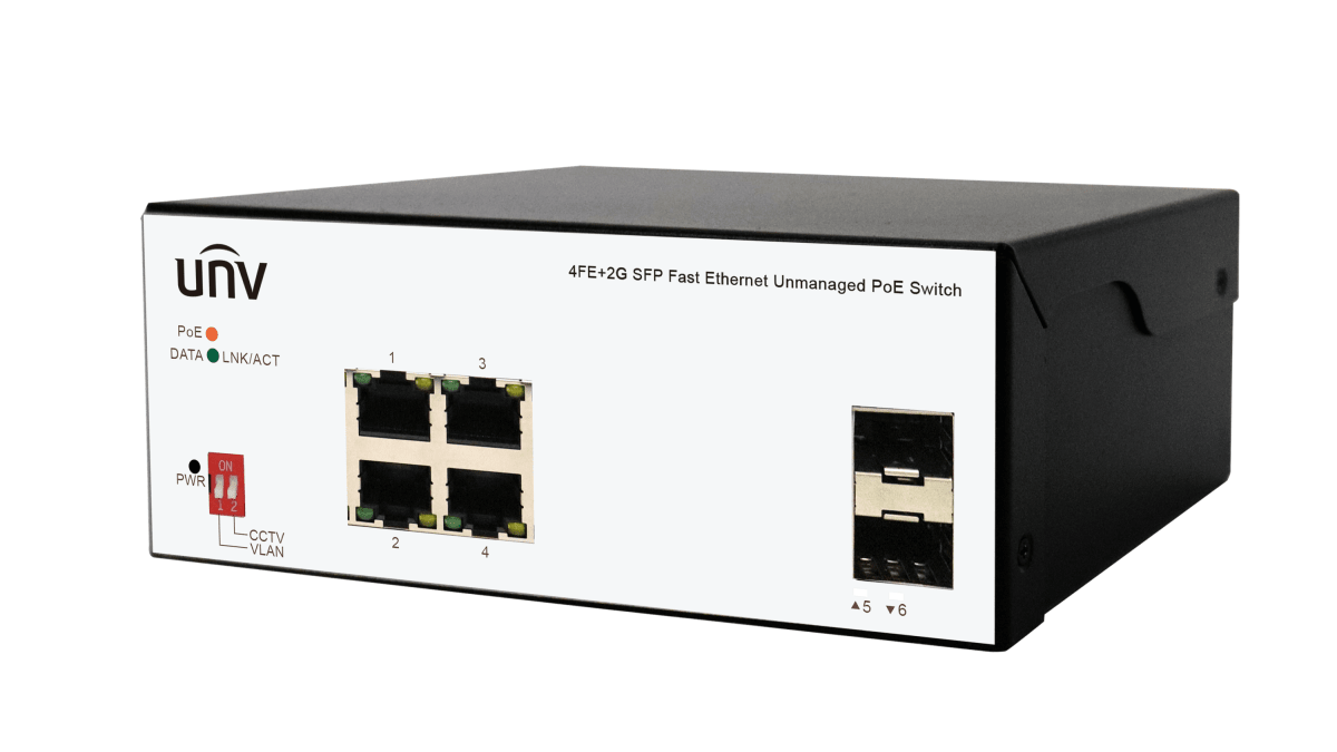UNV Switch POE Industrial ISW2000-4T2GP-POE-IN 4*10/100Mbps POE 2*1000Mbps SFP No administrable1