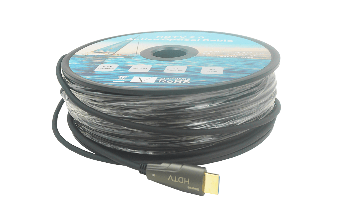 CABLE HDMI FIBRA óPTICA 60MT SUPPORT 4K 8K UHD 2.0-2.1 AOC FIBER OPTIC 18GPPS-HDCP2.2 4:4:4RGB HDR2