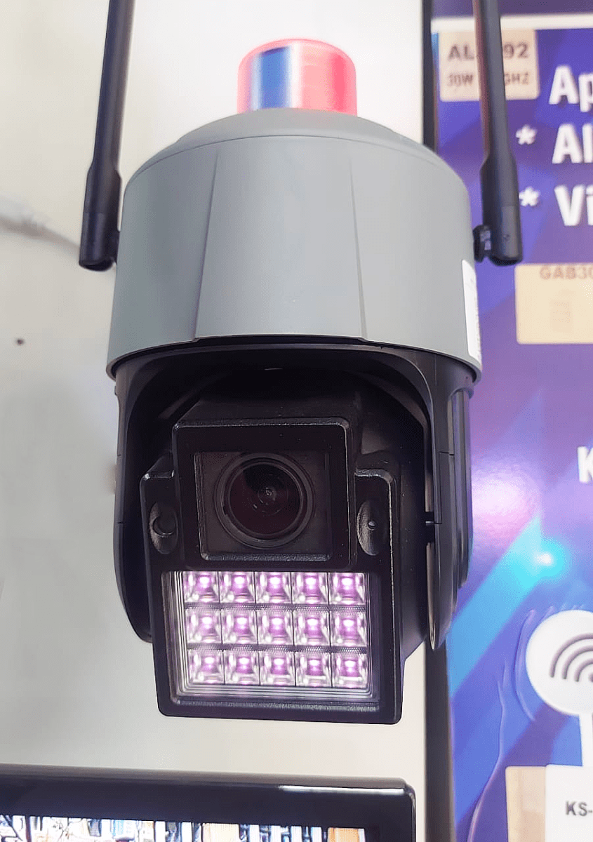 CAMARA PTZ AI WIFI 2MP 10X ALTA VOZ ALARMA LUZ POLICIA SMART TRACKING,128GB MaX(HJ-T21,APP:AView)1