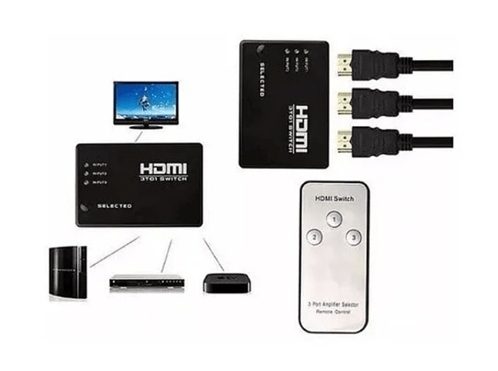 SWITCH HDMI 3 IN 1 OUT 4K,Con control remoto1