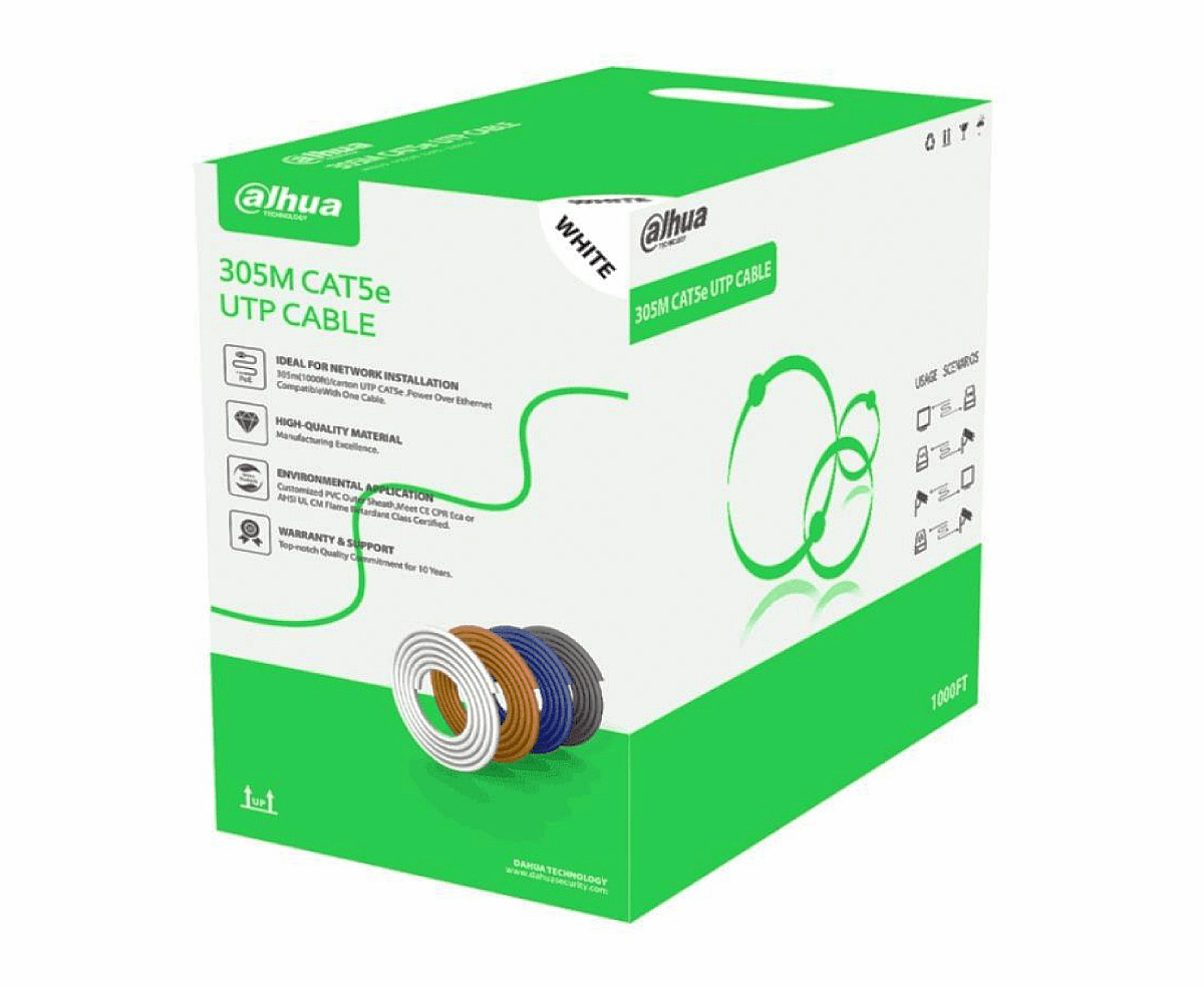 Cable UTP CAT5E DAHUA CCA 305MT INTERIOR DH-PFM922I-5EUN-C 30% Cobre Color Blanco Dahua1