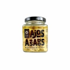 DIENTES DE AJO ASADOS EN ACEITE DE OLIVA CRISTALES DE CHILE 200 G