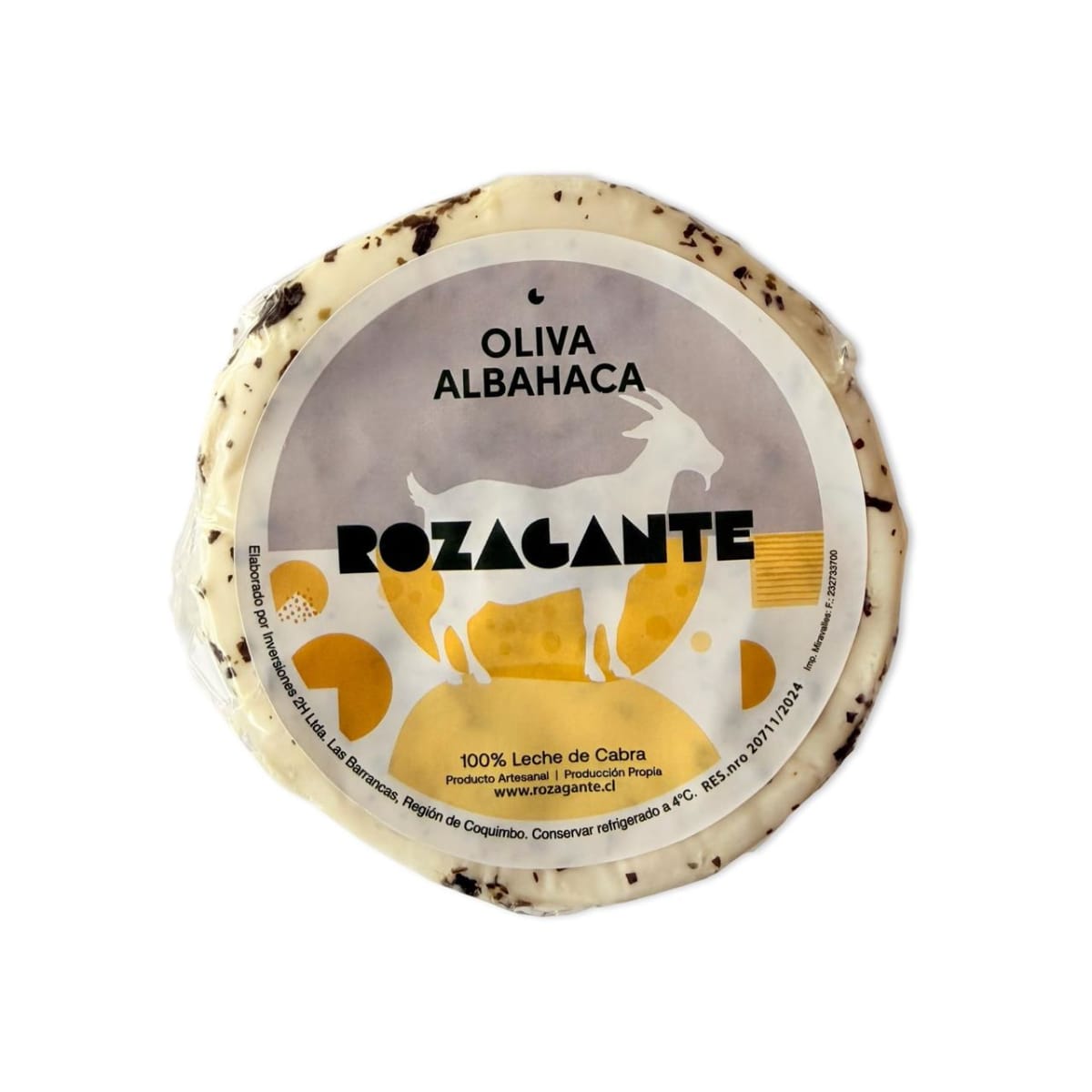 QUESO DE CABRA OLIVA ALBAHACA ROZAGANTE 450 G1