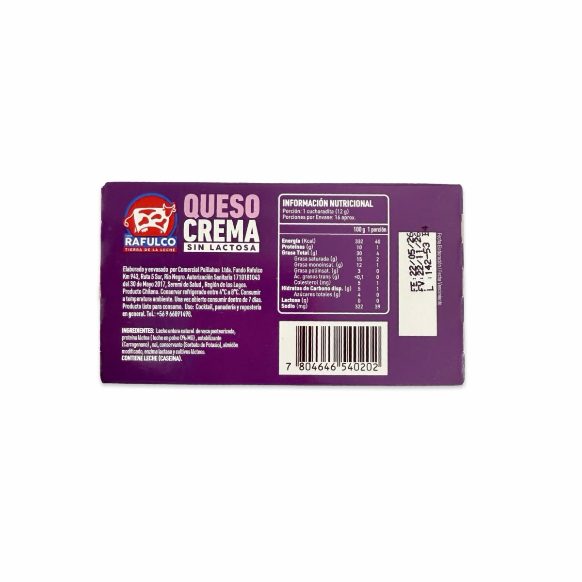 QUESO CREMA SIN LACTOSA RAFULCO 190 G2