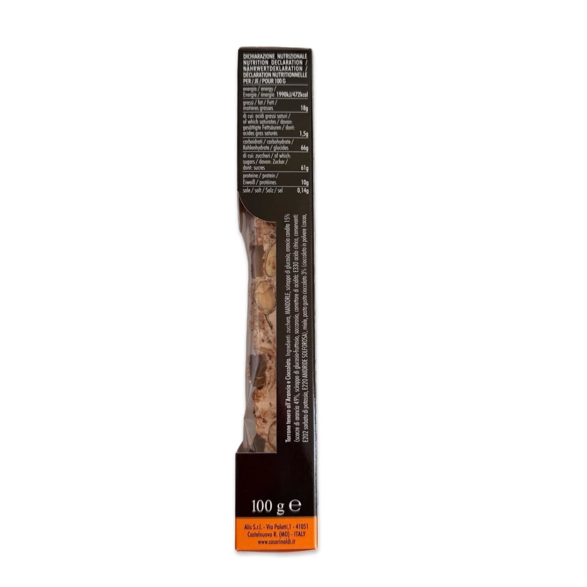 TURRON ITALIANO CHOCOLATE NARANJA CASA RINALDI 100 G2