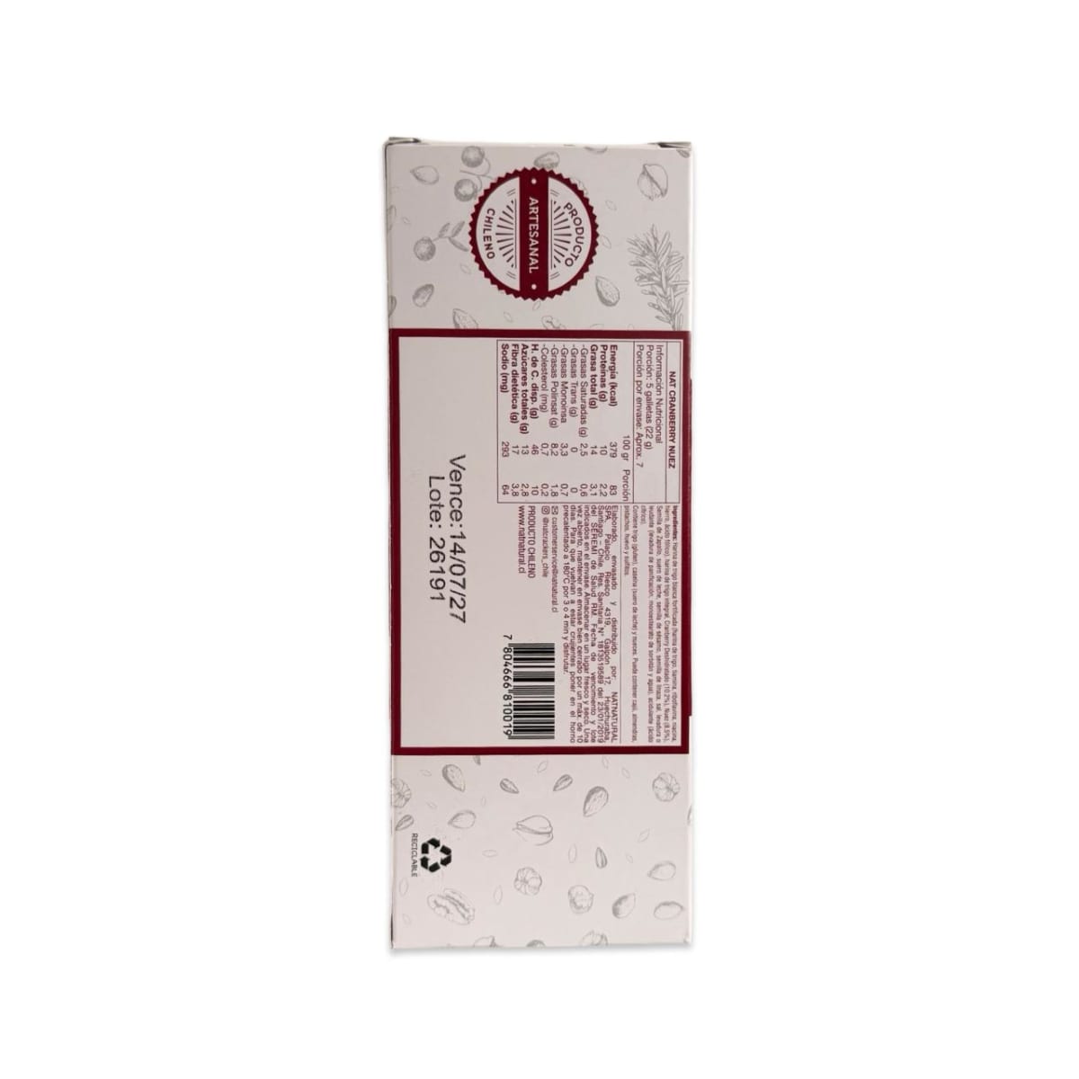 GALLETAS NAT CRACKERS CRANBERRY Y NUEZ 160 G2