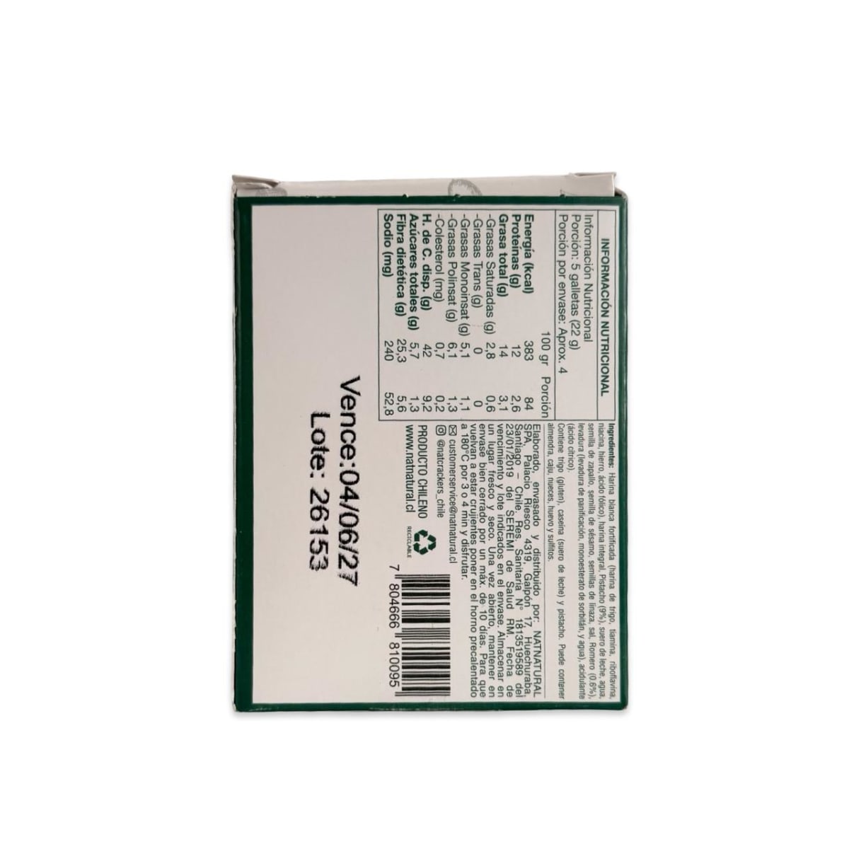 GALLETAS NAT CRACKERS PISTACHO Y ROMERO 80 G2