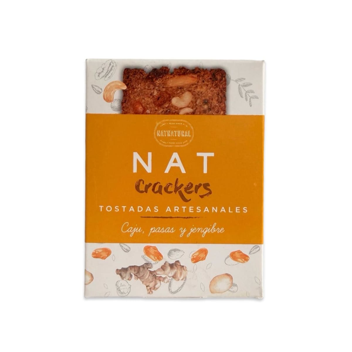 GALLETAS NAT CRACKERS CASTAÑAS CAJU, PASAS Y JENGIBRE 80 G1