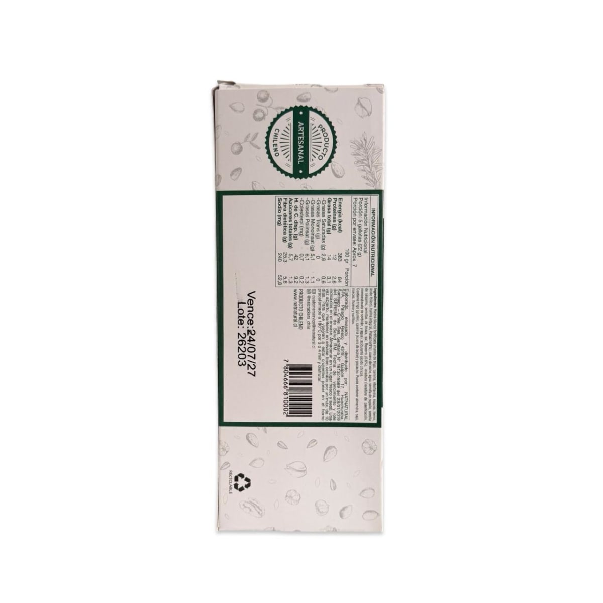 GALLETAS NAT CRACKERS PISTACHO Y ROMERO 160 G2