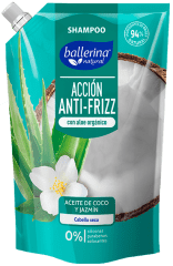 Shampoo Acción Anti-Frizz Aceite de Coco y Jazmín con Aloe Orgánico