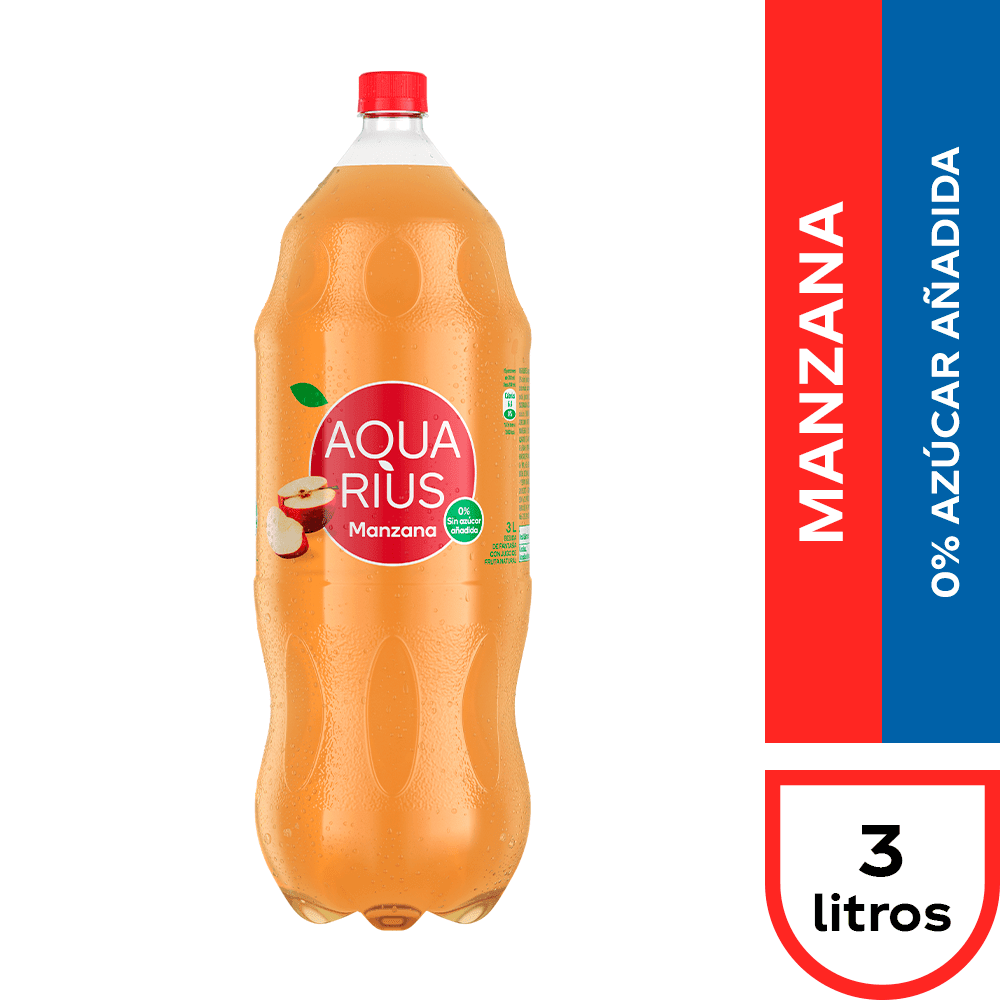 Agua Saborizada Aquarius Manzana 3 Lt2