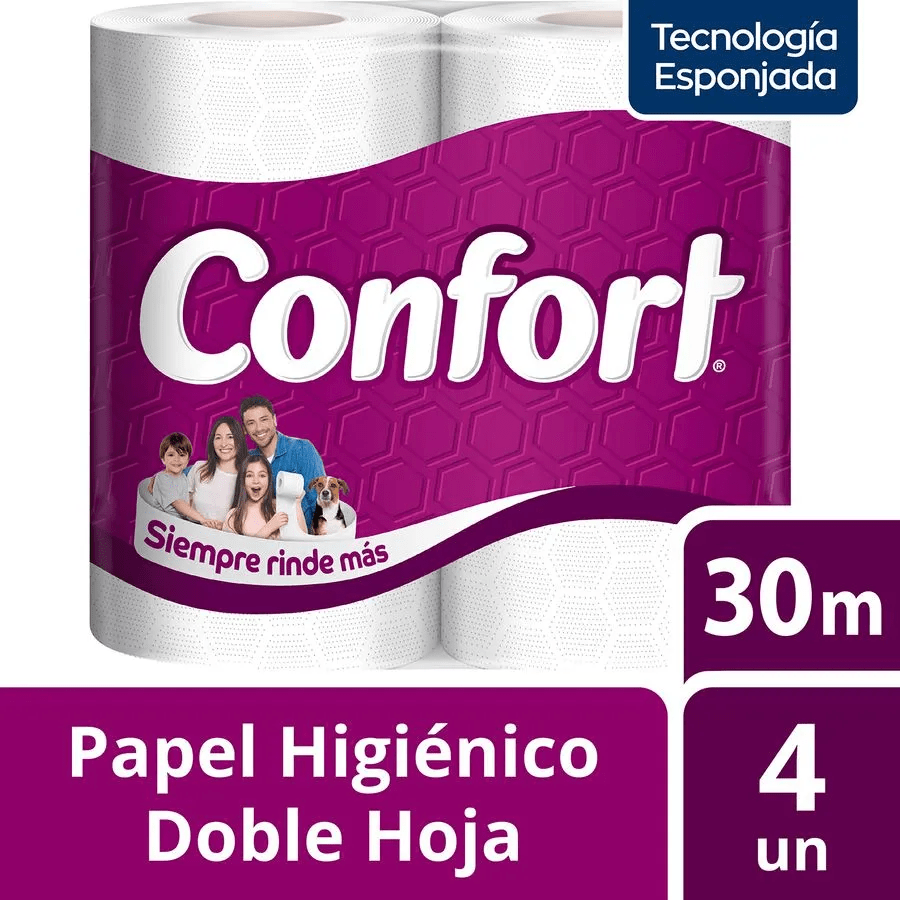 Papel Higiénico Confort Doble Hoja 30 m 4 un1