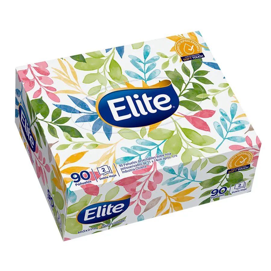 Pañuelos Facial Elite Doble Hoja Individual 90 un2