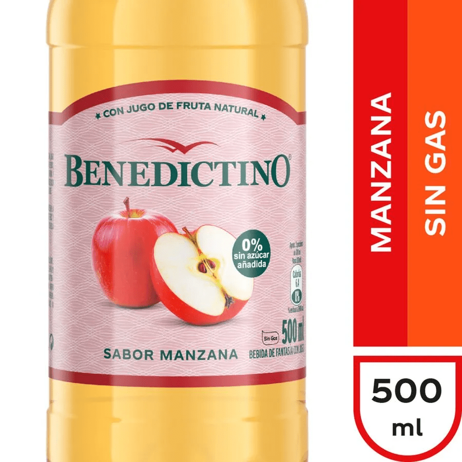 Agua Saborizada Benedictino Manzana 500 ml1