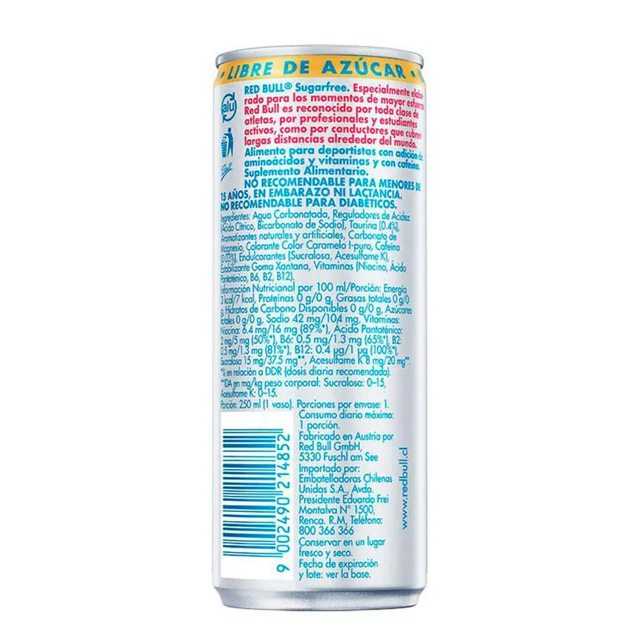Red Bull Sin Azúcar 250 ml2