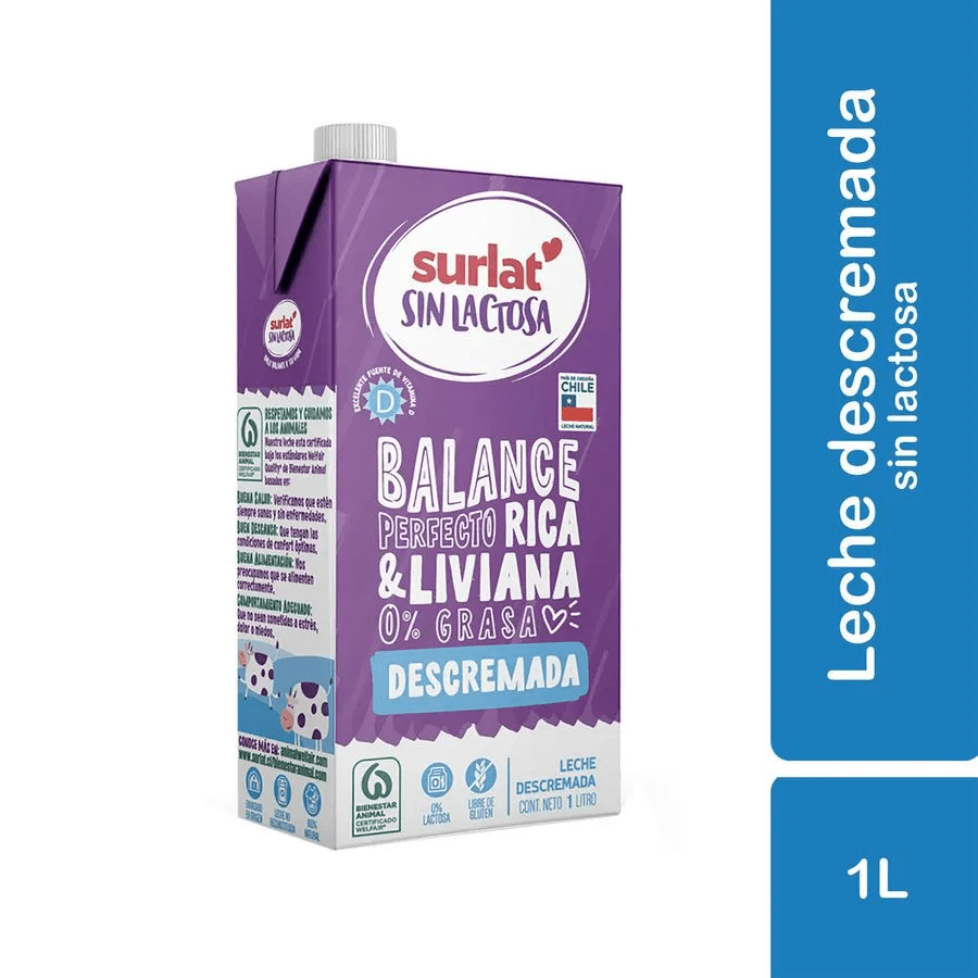 Leche Surlat Descremada Sin Lactosa 1 L1
