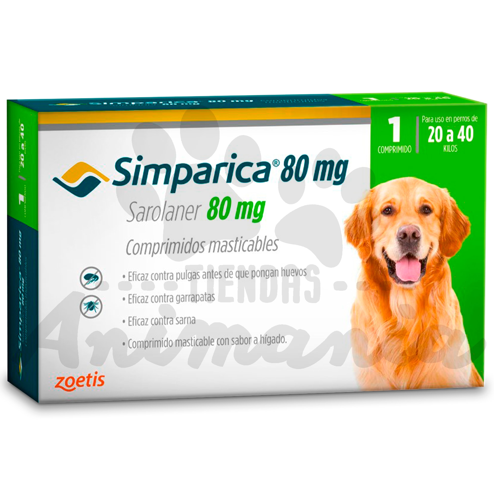 SIMPARICA 80 MG 1 COMPRIMIDO 20 A 40 KG Animania