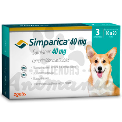 SIMPARICA 40 MG 3 COMPRIMIDOS 10 A 20 KG