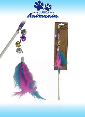 JUGUETE VARILLA CASCABELES CON PLUMAS 46 CM1